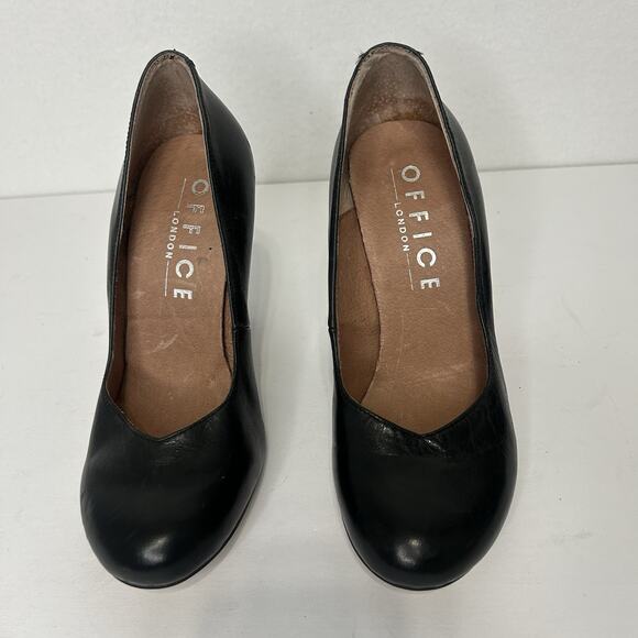 OFFICE London Black Leather Heel Pumps Size 37 - Picture 2 of 10
